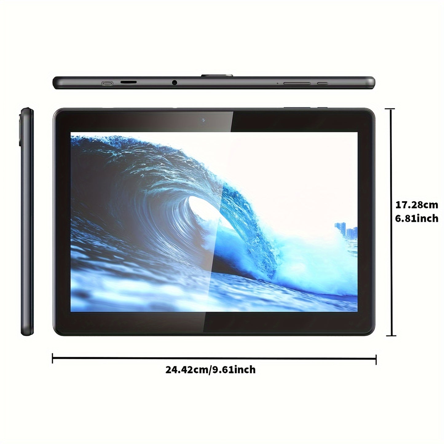 Tablette Android 10 pouces - 12 Go de RAM, 256 Go de ROM, processeur quadricœur, écran HD IPS 10.1 pouces, batterie 8000 mAh, appareil photo 5MP+8MP, GMS, type C - extensible jusqu'à 1 To