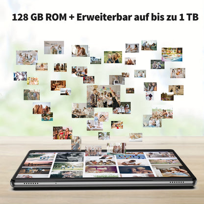 Tablette Android 10 pouces - 12 Go de RAM, 256 Go de ROM, processeur quadricœur, écran HD IPS 10.1 pouces, batterie 8000 mAh, appareil photo 5MP+8MP, GMS, type C - extensible jusqu'à 1 To