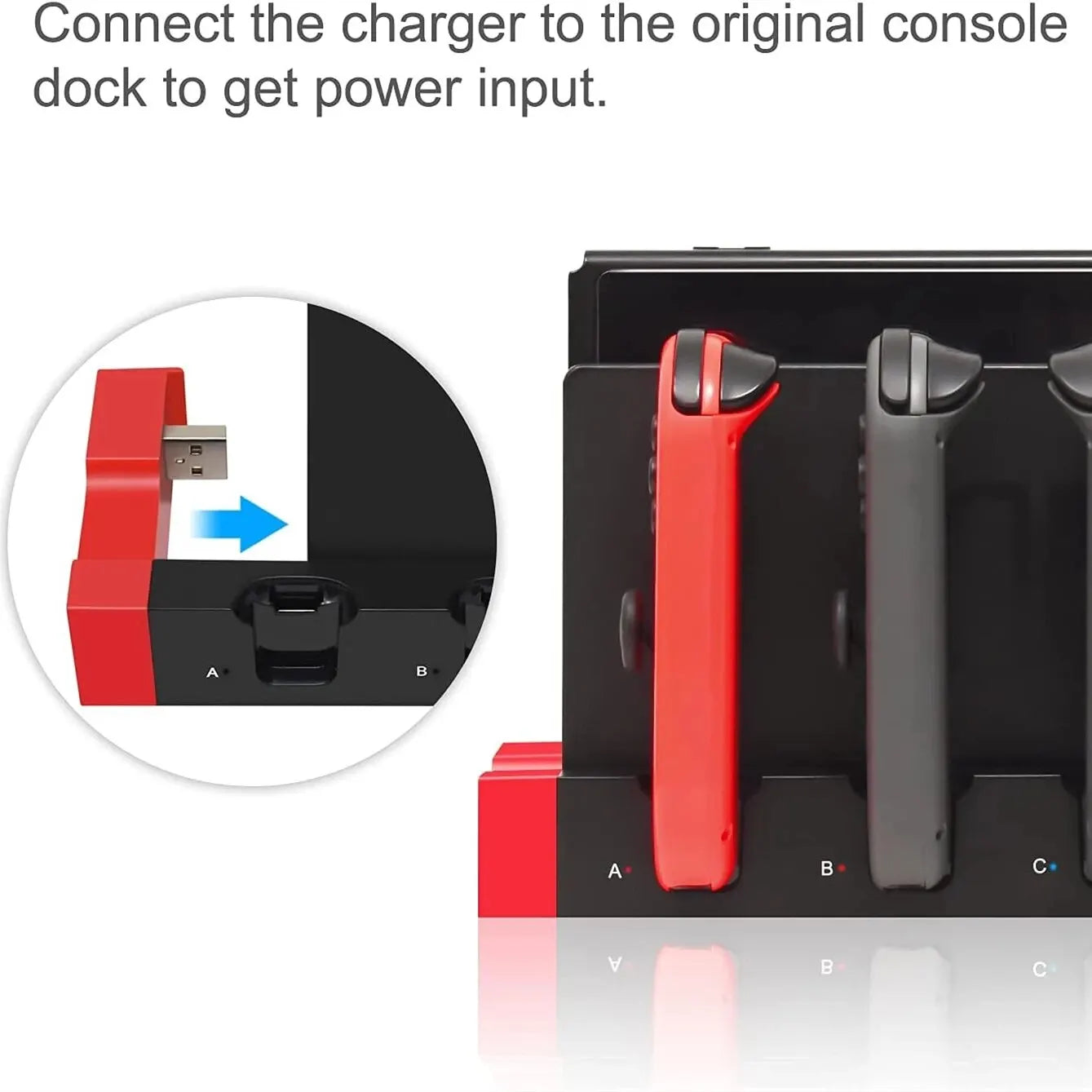 Chargeur S6 Station pour Switch et OLED-Recharge jusqu'à 4 manettes, compatible avec le modèle Switch et OLED