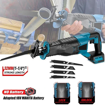 Scie alternative électrique sans fil, scie multifonction aste, outils de coupe du métal et du bois, batterie Makita 18V, 10000 éventuelles Md Cutting Tools For Makita 18V Battery