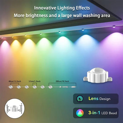 Guirxiété Lumineuse LED Intelligente RGBIC pour l'Extérieur, en Continu, Bluetooth, Étanche, Diviseur de Musique, ix, Noël, Vacances, DIY