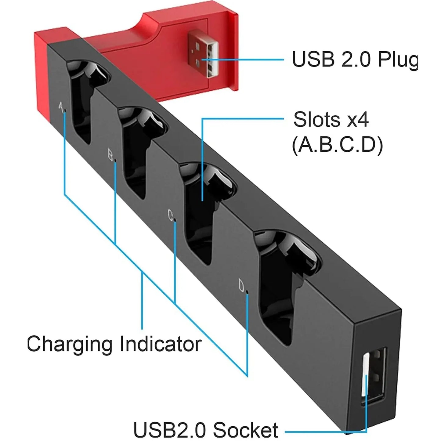 Chargeur S6 Station pour Switch et OLED-Recharge jusqu'à 4 manettes, compatible avec le modèle Switch et OLED