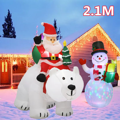 Père Noël gonflable avec lampe LED, ours polaire, bonhomme de neige, modèle gonflable, extérieur, cour, fête de Noël, décoration de jardin, 1.8m, 1.5m