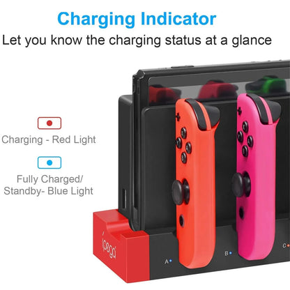 Chargeur S6 Station pour Switch et OLED-Recharge jusqu'à 4 manettes, compatible avec le modèle Switch et OLED