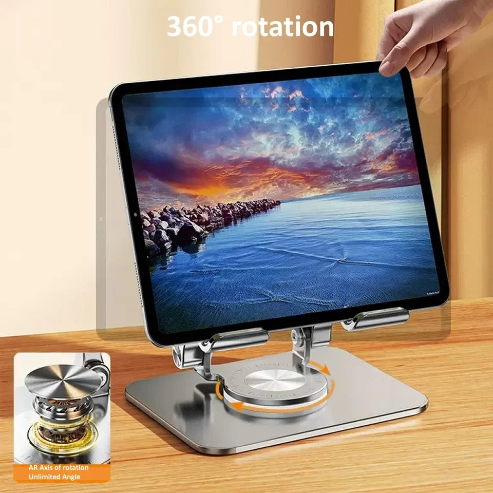 Support de tablette pliable réglable pour iPad, support de téléphone en aluminium, rotation à 360 °, compatible avec iPad Pro, Air, Mini