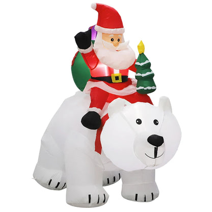 Père Noël gonflable avec lampe LED, ours polaire, bonhomme de neige, modèle gonflable, extérieur, cour, fête de Noël, décoration de jardin, 1.8m, 1.5m