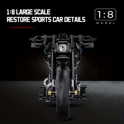 1:8 Blocs de construction de moto noire, célèbre modèle de moto classique rétro, 586 briques technologiques Halloween, cadeau de Noël